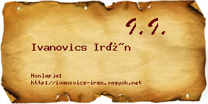 Ivanovics Irén névjegykártya